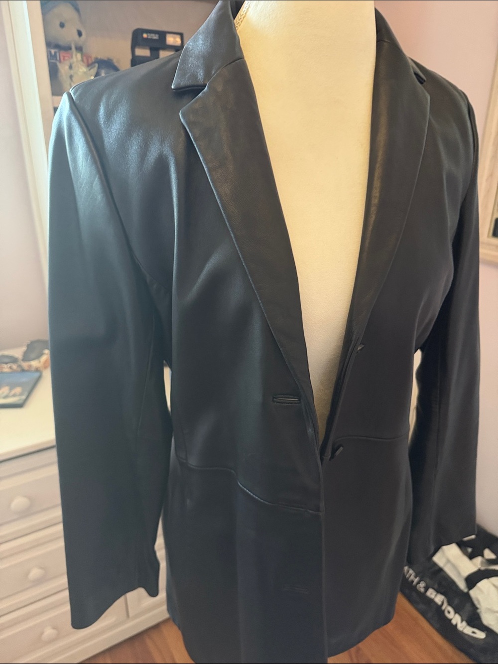 Alfani Women's Black Leather lined  Blazer Jacket size M